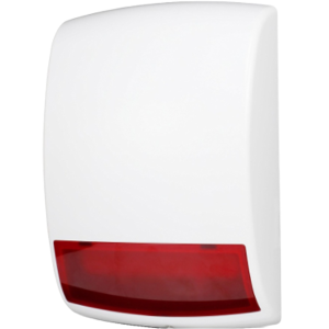 Udendørs sirene til Miracas tyverialarmer set fra siden